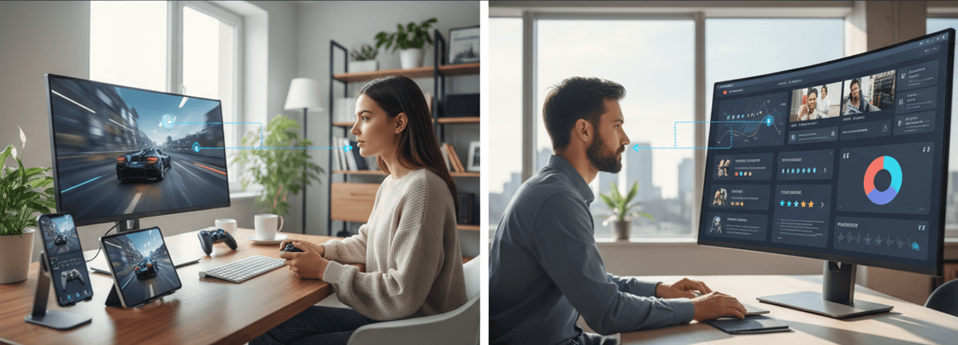 Runview marketplace lifestyle image showing remote playtesting as one connected workflow for developers and testers.